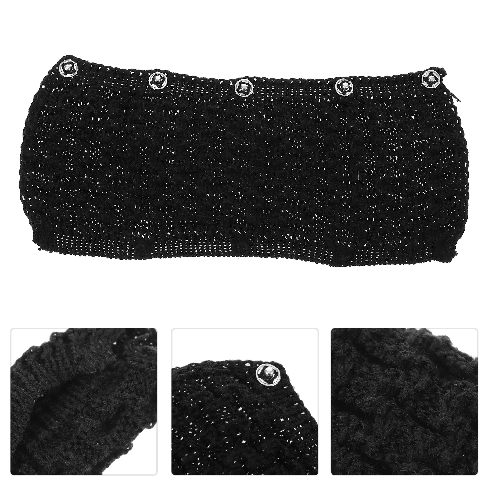

Headband Knitted Headphone Protective Cover Earphone Case Woolen Pad Cushion Black