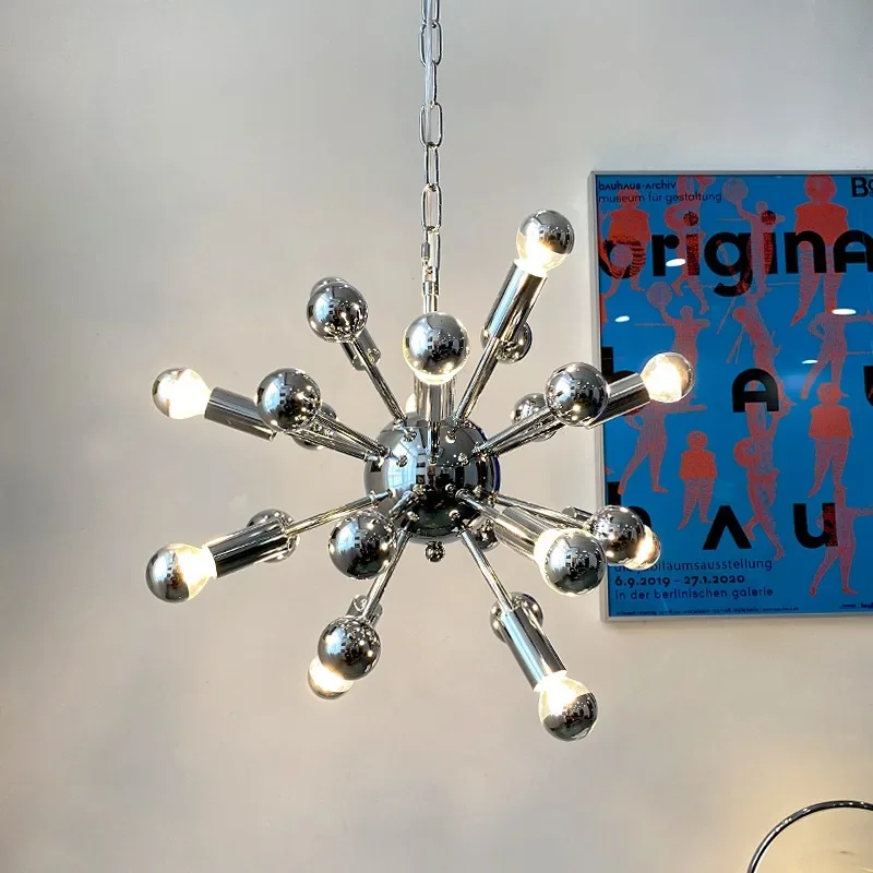 Retro space era atomic scattering pendant light creative chrome plated restaurant living room pendant light