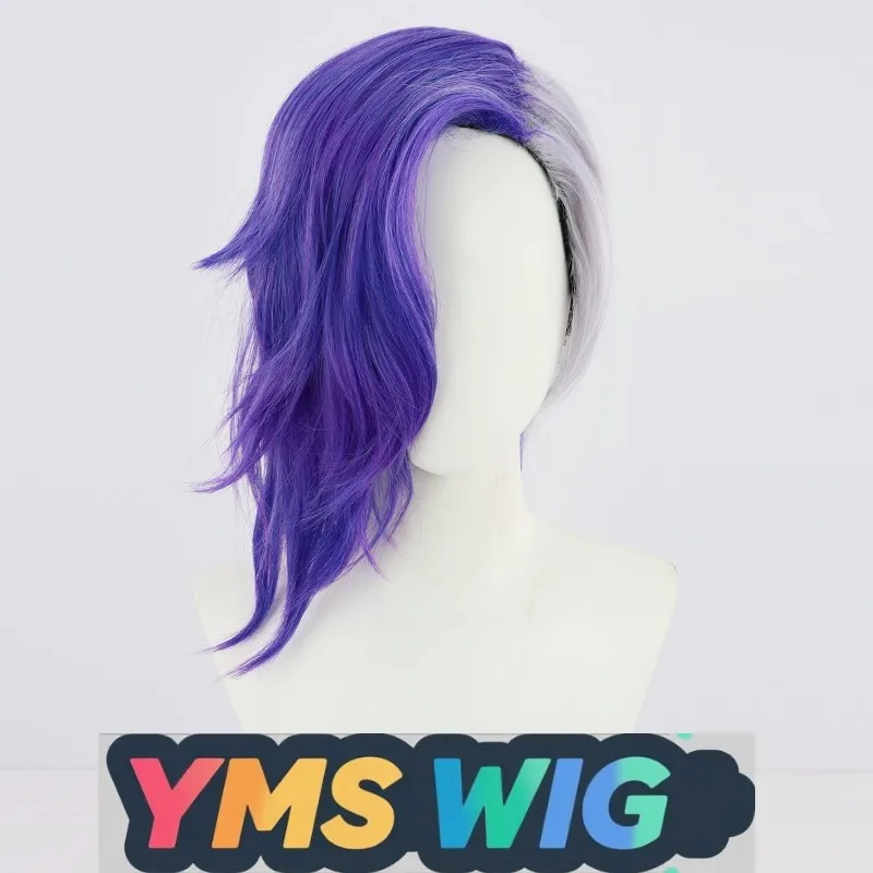 【Hombre libre】Peluca de cosplay Peggy Wan de una pieza, doble color a juego, piratas bestias, púrpura, largo y rizado