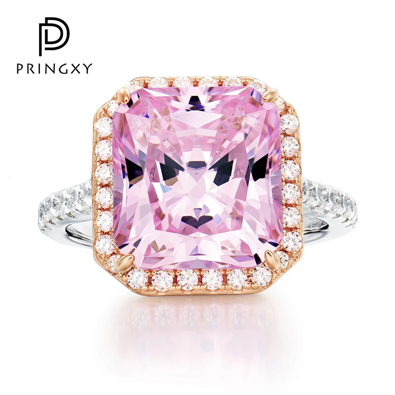 

PRINGXY 5ct Real 925 Sterling Silver Wedding Fine Jewelry Pink Ring For Women 18K High Carbon Diamond Luxury Anniversary Gifts