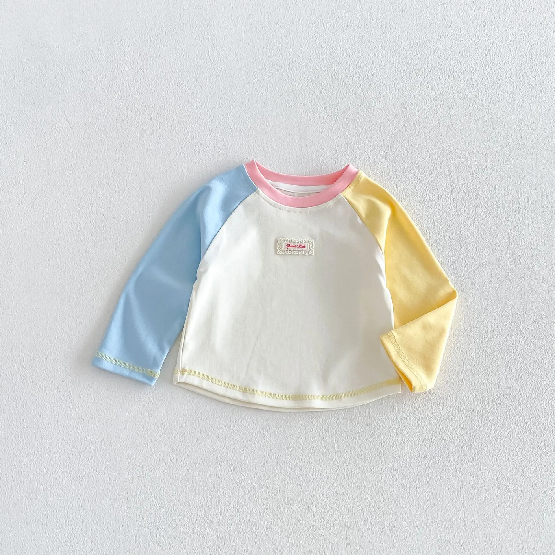 Herbst-Kinder-Langarm-T-Shirt mit Buchstaben-Aufnäher, Streifen und Farbblockierung für Mädchen und Jungen, Weiche Baumwolle Kinderkleidung – Detail 13