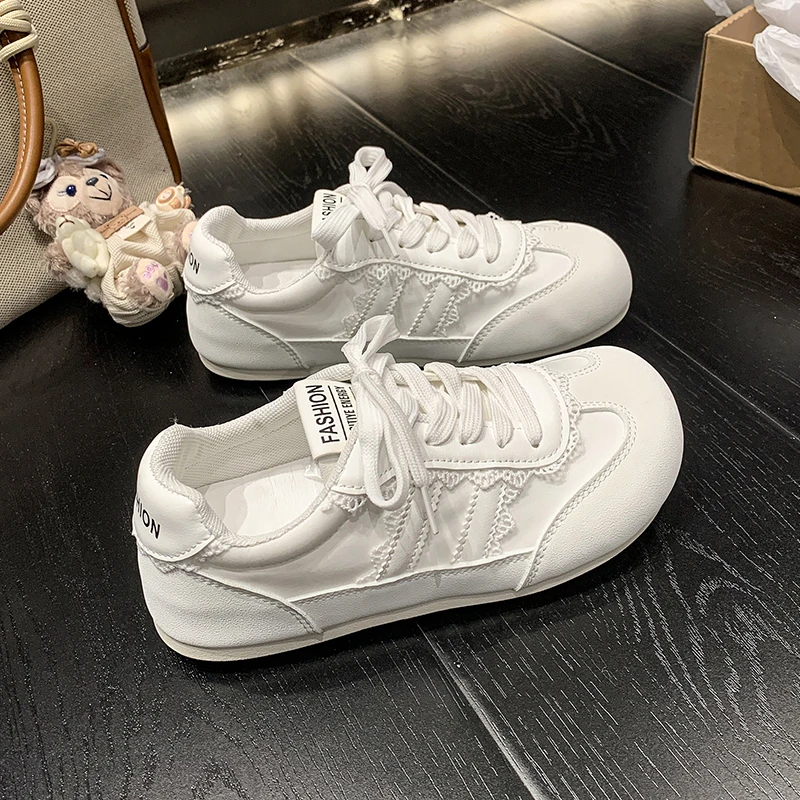 خريف جديد الموضة النسخة الكورية الاتجاه أحذية رياضية تنفس المطاط جلد المنخفضة أعلى عادية مريحة تنوعا الأحذية النسائية #5