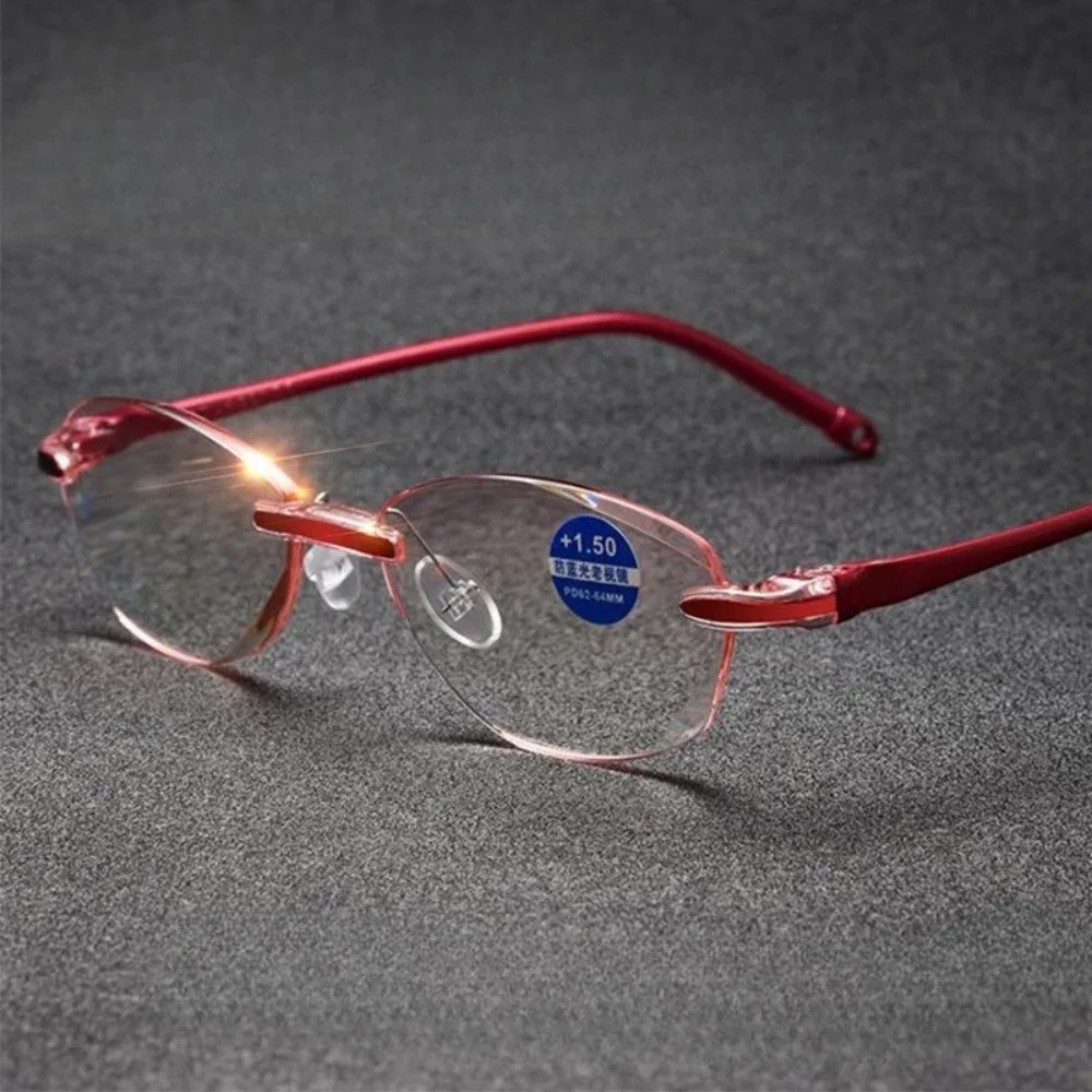 Rahmenlose Lesebrille für Damen, bifokal, weit und nah, blaues Licht blockierende Dioptrien +1,0 +1,5 +2,0 +2,5 +3,0 +3,5 +4,0 – Detail 2