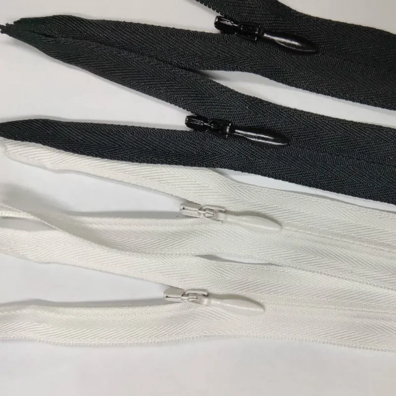 40pcs/Lot 3# 20cm To 80cm Ykk Invisible Zipper Coil Close End Black White Skirt Wedding Dress Textile Tailor Sewing Accessory