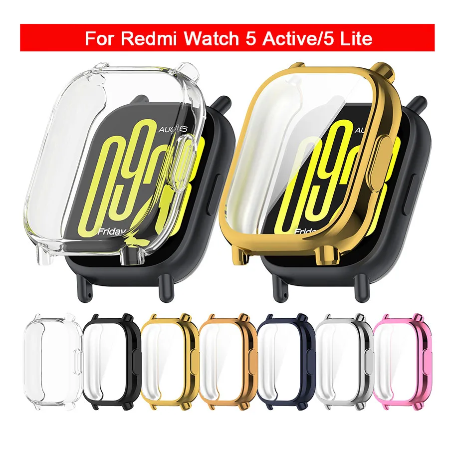 Redmi Watch 5 Active/5 Lite 용 소프트 케이스 화면 보호기 케이스 TPU 올라운드 보호 범퍼 커버 쉘 액세서리