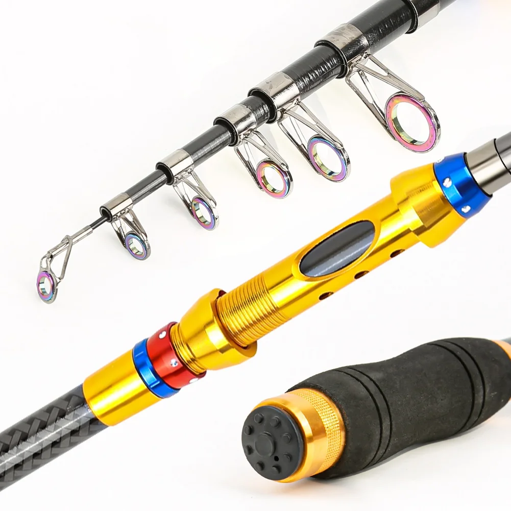 

2,4 м телескопическая удочка из углеродного волокна для морского путешествия, литья с направляющими кольцами высокой видимости, инструменты для рыболовных снастей, новинка