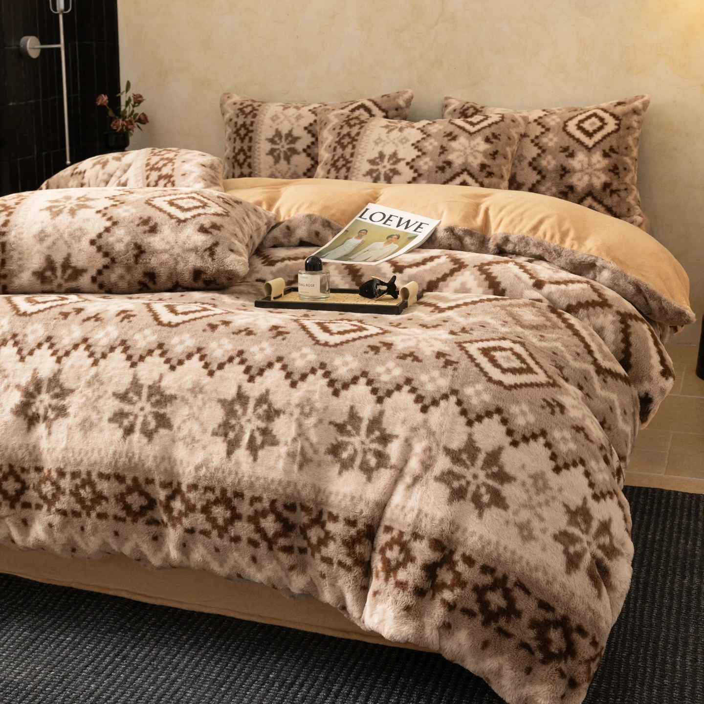 New Faux Cashmere Warm Autumn Winter Duvet Cover Set Thickened Double-sided Plush King Bedding Sets with Bed Sheet Pillowcases