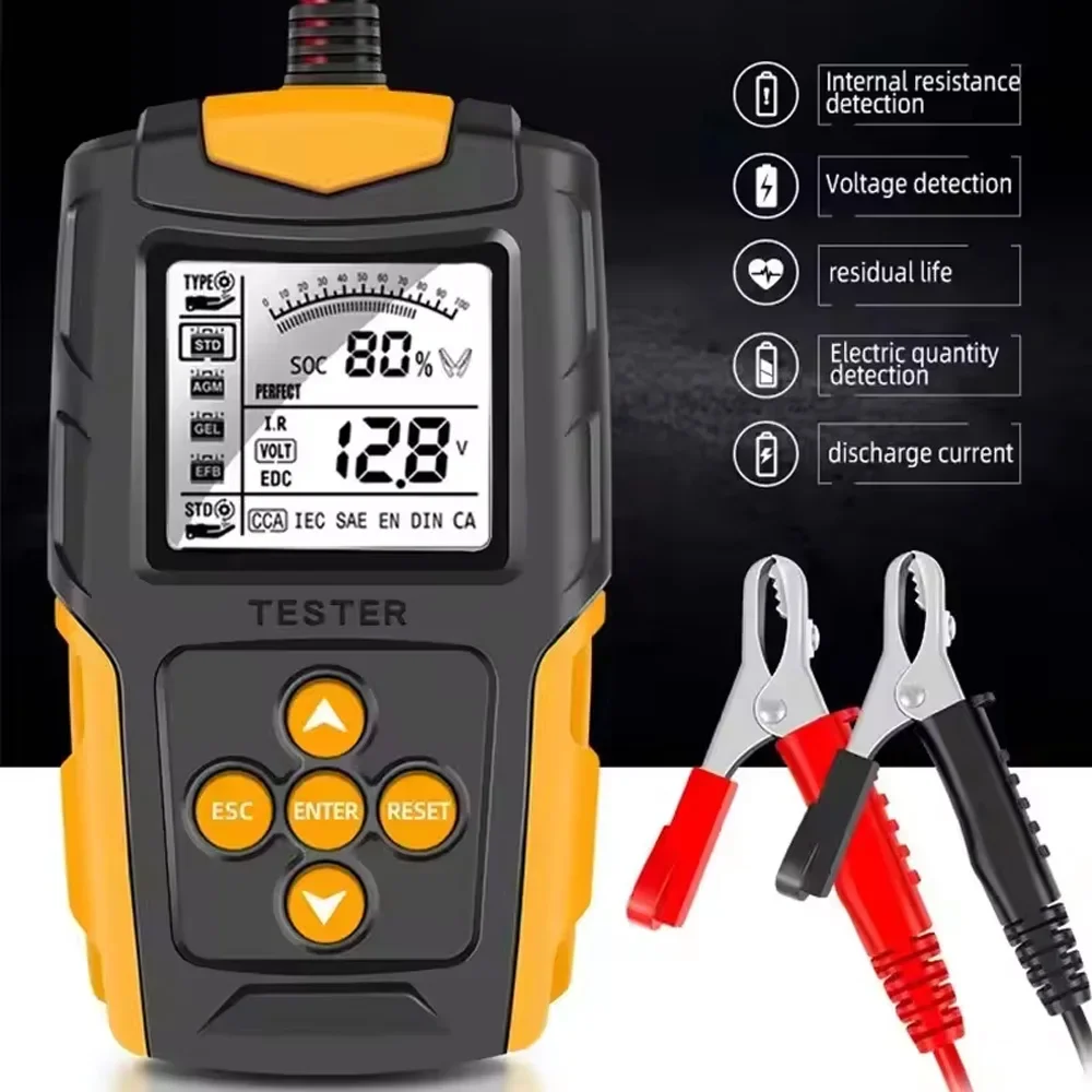 Car Motorcycle Battery Tester 12V 24V Battery System Analyzer SOH SOC CCA IR Measurement for Car Truck