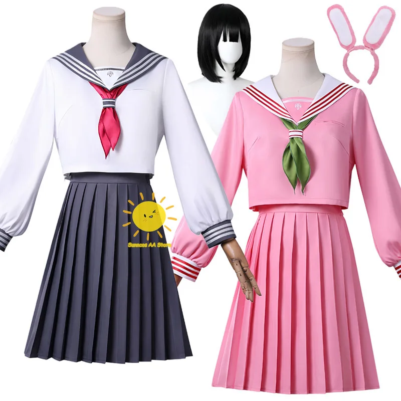 Juego Shimizu Hinako Cosplay Silent Hill F Cosplay disfraz uniforme pajarita calcetines Shimizu Hinako traje peluca Halloween Cos mujeres adultas