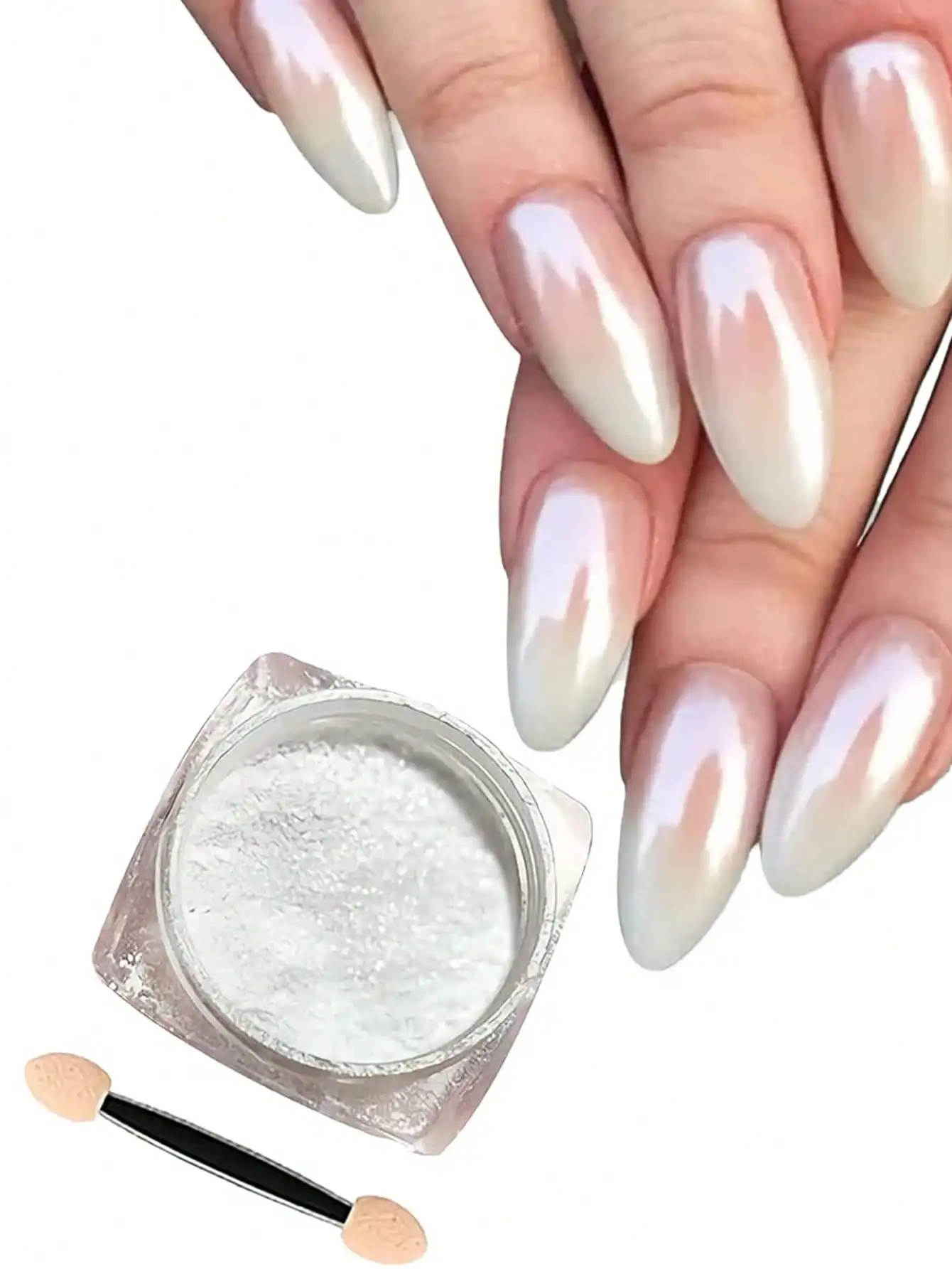 

Black Friday-White Pearl Chrome Nail Powder,Mirror Effect Aurora Magic Pearlescent Nail Jewelry Mirror Glitter Powder Holographi