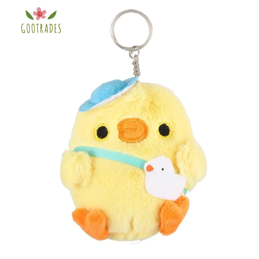 LLavero de muñeco de juguete de pollo amarillo pequeño de peluche de dibujos animados colgantes encantador Mini bolso de pollo llavero colgantes lindos juguetes de peluche colgante