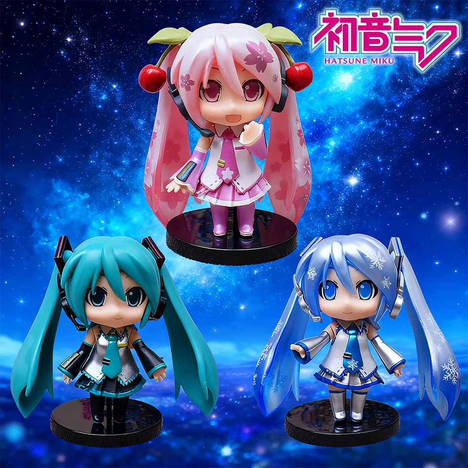 Bonito anime hatsune miku figura mini menina personagem ornamentos kawaii rosa verde hatsune decoração de mesa para casa brinquedos adultos presentes aniversário