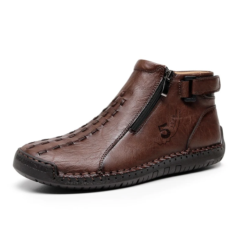 

VIPOL Men's casual shoes, breathable men's boots, men's handcrafted leather medium to high-top leather shoes