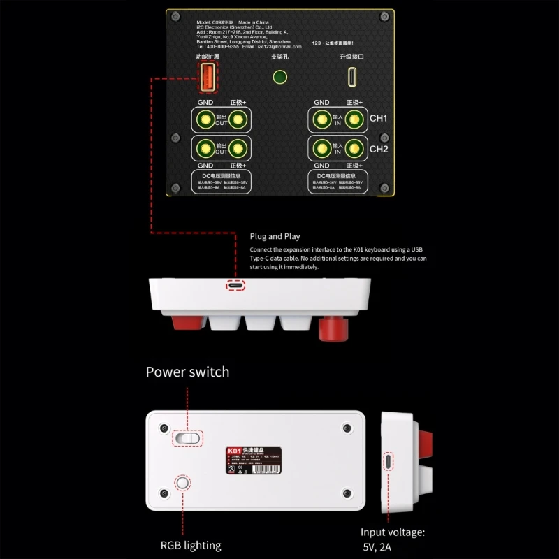 C-Port Cable Multimeter Control Pad with Turn Knob, Glow-Marked Control Area, and Fast Function Changes for Repair Service Desks