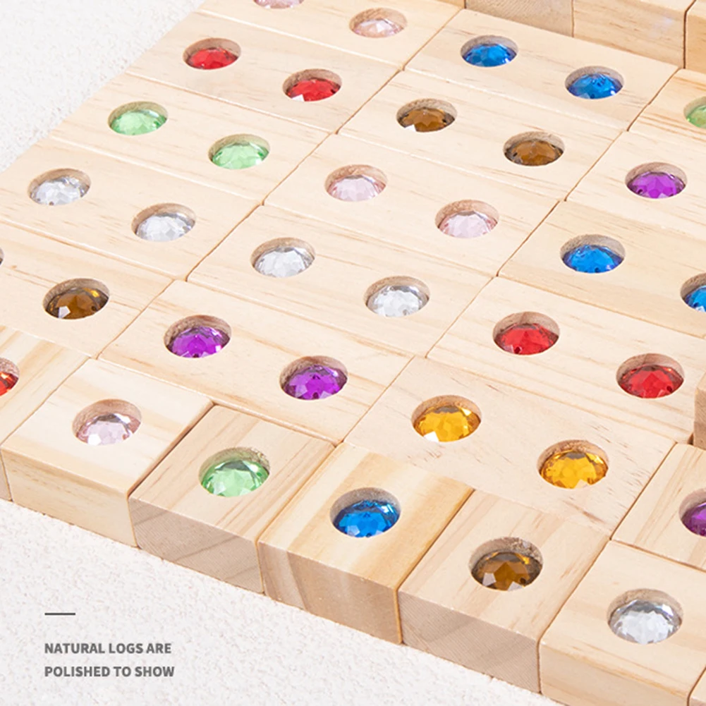 Blocs de Construction de pierres scintillantes, 32 pièces, jouet de Construction sensorielle Montesori pour garçons et filles