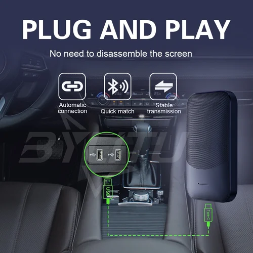 Imagen 2 del producto BYLITU Mini 6 adaptador inalámbrico Carplay y Android Auto adaptador inteligente 2 en 1 actualización OTA para coche con cable CP/AA a CP/AA inalámbrico