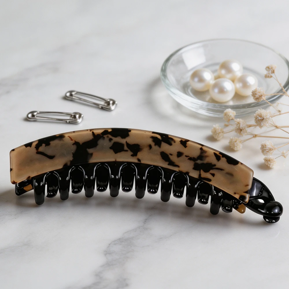 Vintage Tortoise Shell Fish‑Shaped Twist Hair Clamp Elegant Ponytail Holder Hairgrip Styling Hair Accessory For Ladies Daily Use