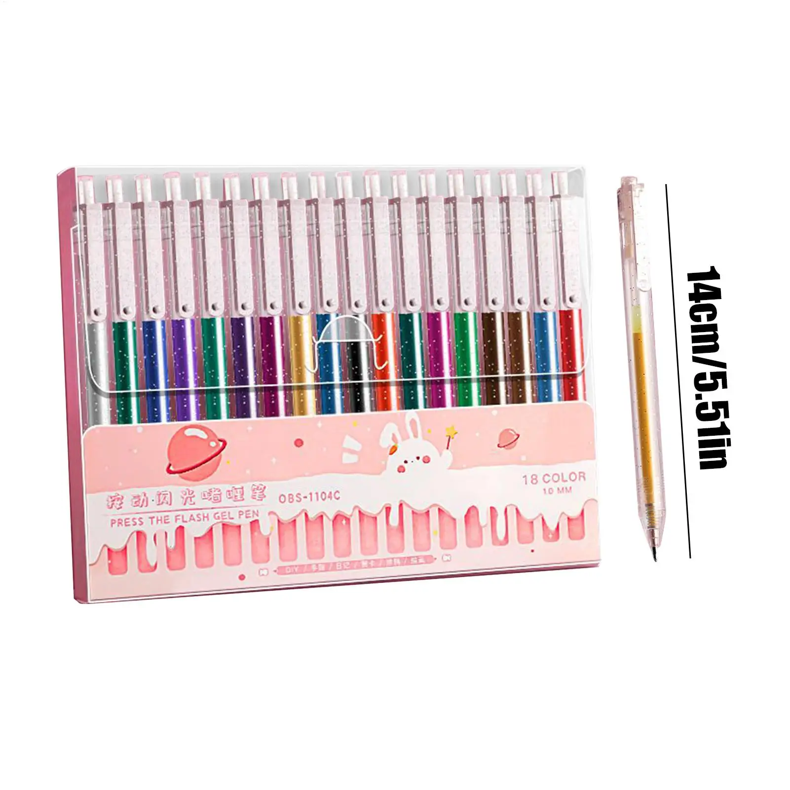 Glitter Pens Writing Glitter Gel Ink Pens Fade-Resistant Bleed-Proof Art Stationery Retractable Supplies For Teens Students