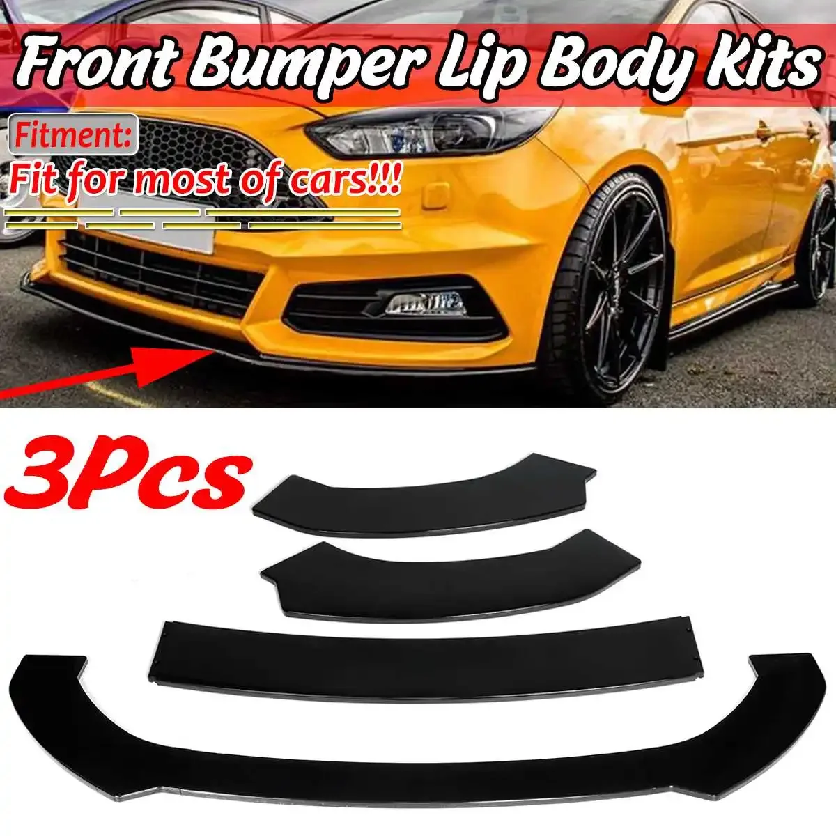 

Car Front Bumper Lip Spoiler Diffuser For Ford For Focus For Fiesta For Civic For Accord For Subaru For VW Golf MK5 6 7 Body Kit