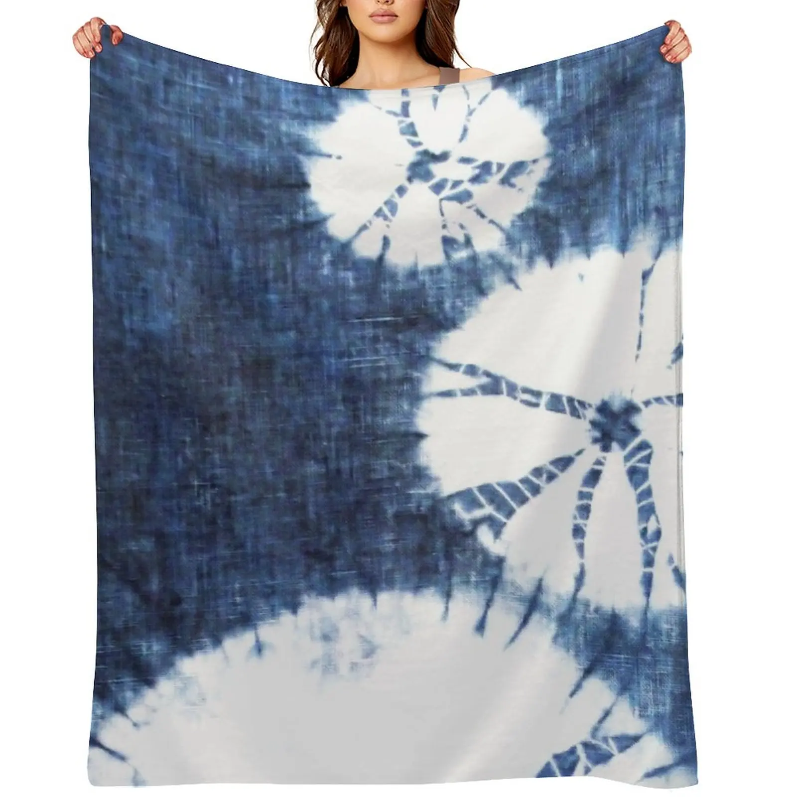 

Shibori Indigo Circles Throw Blanket Designers Sofa Cute Plaid Bed covers Blankets