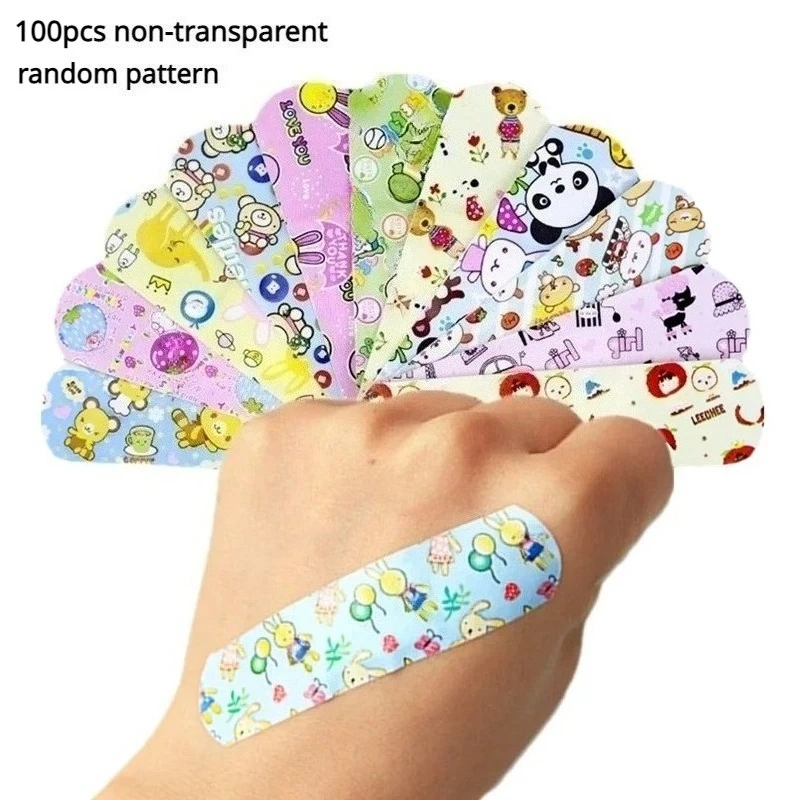 100pcs/120pcs Cartoon Band Aid Transparent Non-transparent Available Kawaii Plaster Wound Dressing Patch Adhesive Bandages