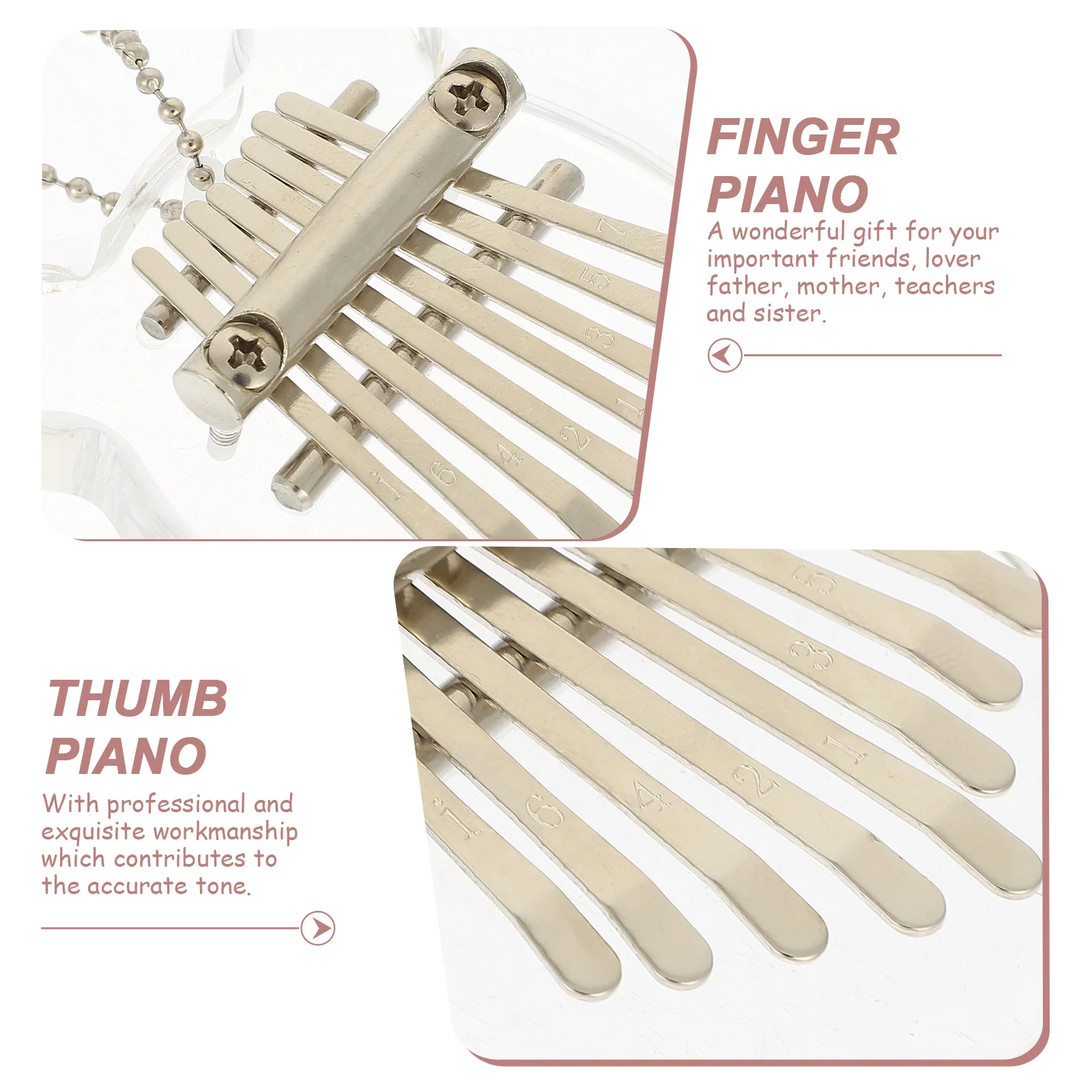 

8 Keys Clear Thumb Piano Kalimba Cartoon Bear Design Finger Piano Instrument for Beginners Relax Stress Relief