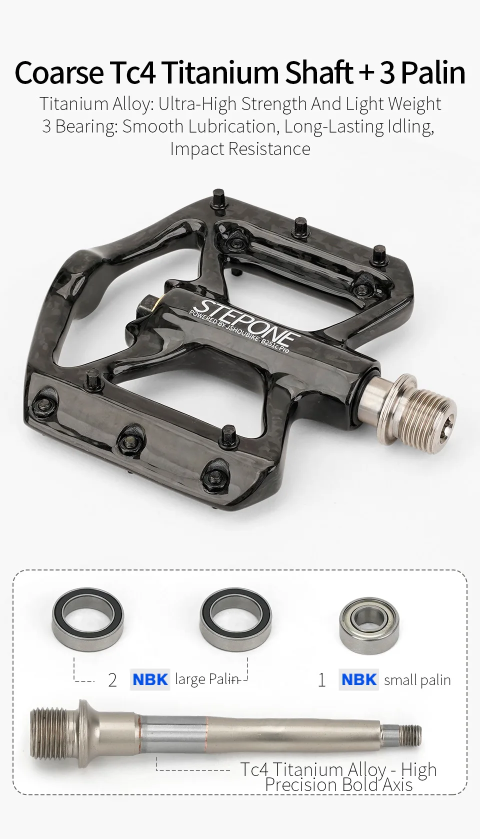 Jshou Fahrrad Fahrrad pedale ultraleichte Kohle faser rutsch feste Straße Mountain MTB Fahrrad pedal wasserdichtes Fahrrad zubehör/Teile – Detail 4