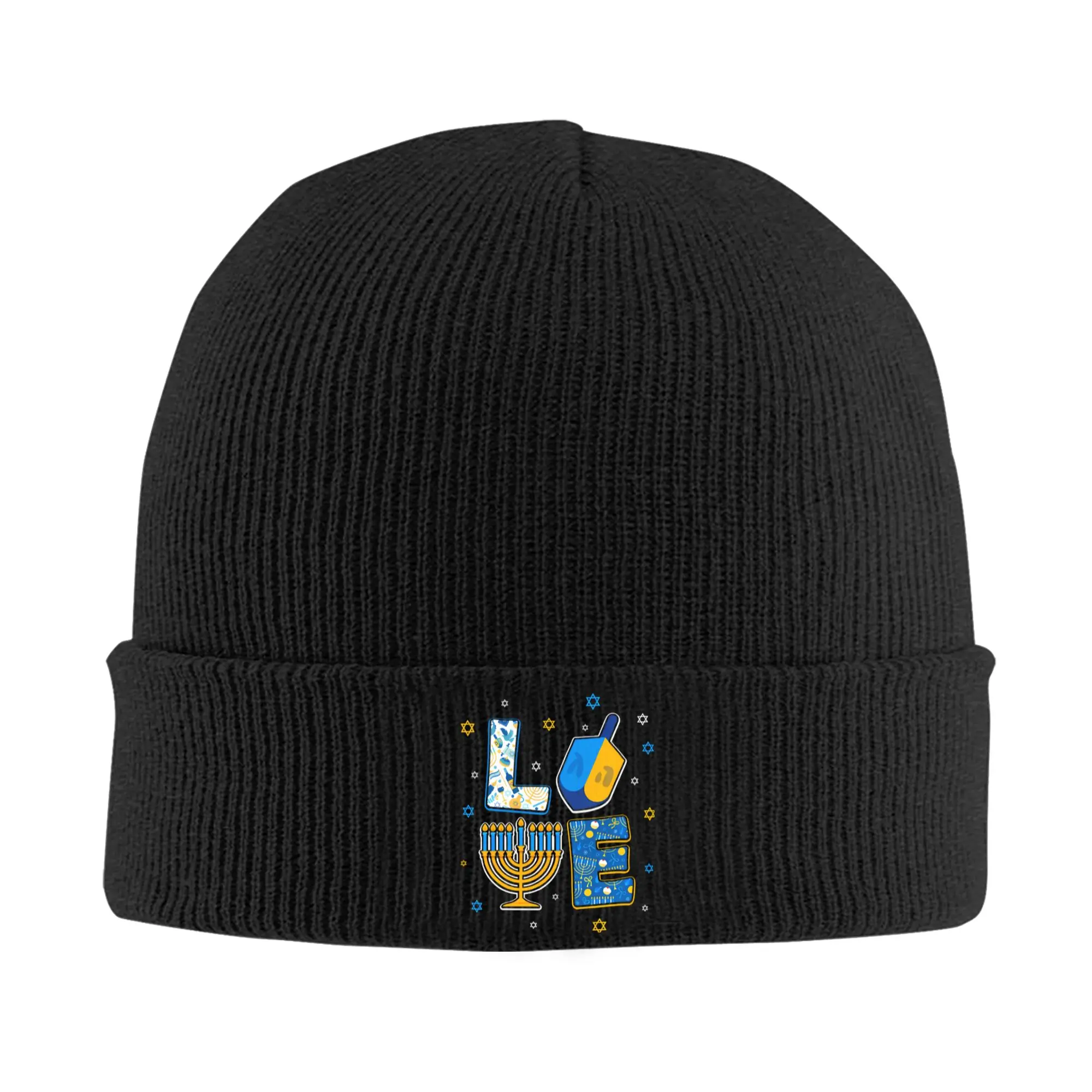 Love Cute Hanukkah Dreidel Hat Autumn Winter Skullies Beanies Ski  Cap Female Male Acrylic Bonnet