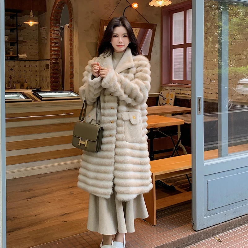 2025 نماذج جديدة الشتاء النساء الموضة الدافئة الطبيعية الجديدة الفاخرة الراقية Stylelong كم موضة معطف دافئ #5