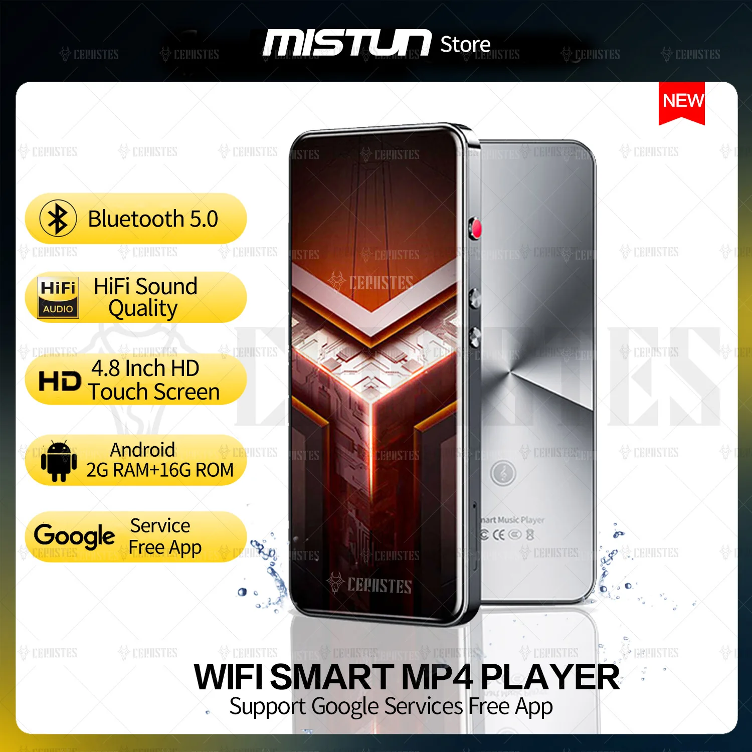 

2023NEW Portable WiFi Bluetooth MP4 MP3 Player 4.8“ HiFi Sound Music Player with Browser Google Service youtube Spotify Free APP