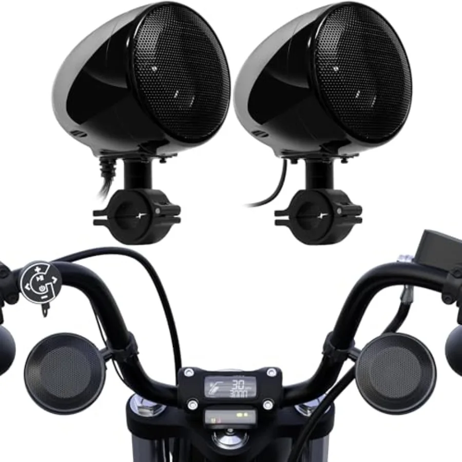 

Bluetooth Motorcycle Speakers, Waterproof Speakers for Motorcycle - Built-in Amplifier, AUX Input o Sound System for Motorcycle