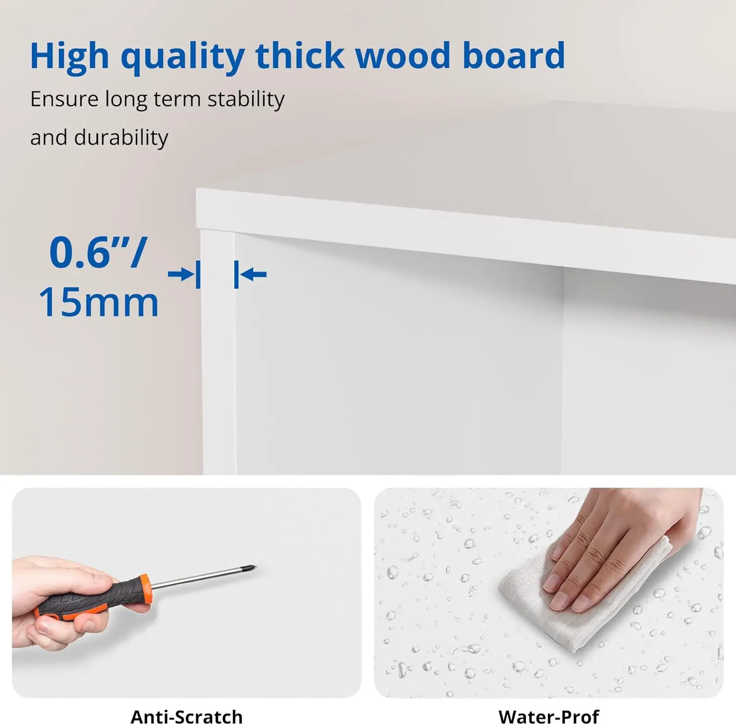 White Wood Bookcase, 12-Cube Storage Shelf with 4 Doors, 3-Tier Adjustable Shelves