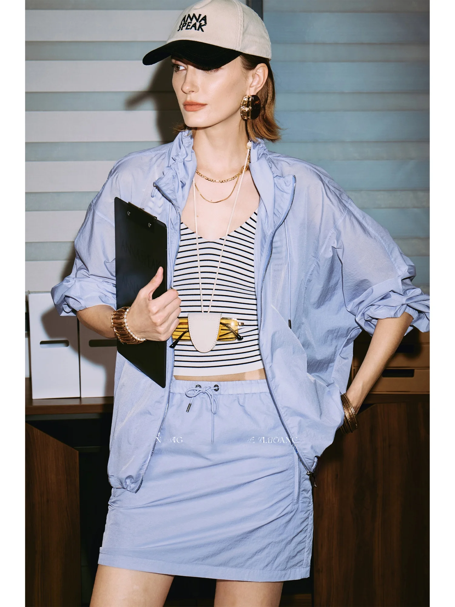 

Annaspeak UPF50 Lightweight Outdoor Spor Sle Anti-Uv Jaet Skirt Set for Women in Summer Season Loose Fit Long Sve