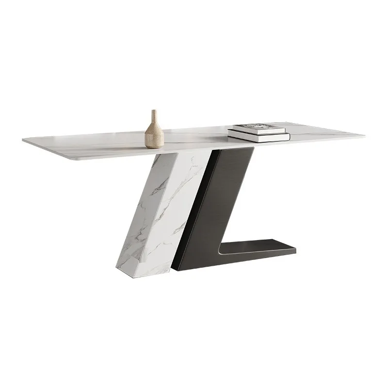 

bnItalian Modern Minimalist Rectangular Stone Slab Dining Room Furniture Apartment Dining Table&
