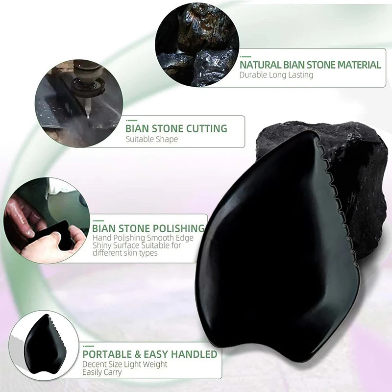 Natural Bianstone Facial Scraping Massage Gua Sha Board Tool Acupressure Reduces Puffiness Relaxing Guasha For Reduce Pressure - Image 2