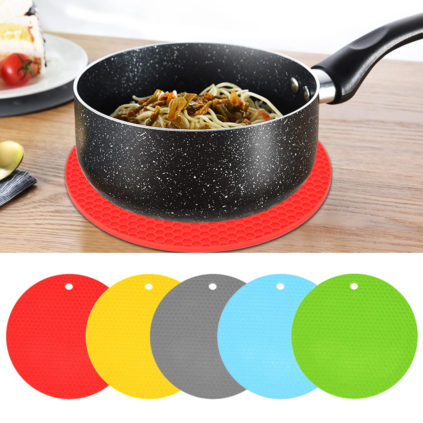 Silicone Anti Scalding Mat Pot Rack Household Kitchen Countertop Protection Heat-resistant Anti Slip Circular Silicone Mat