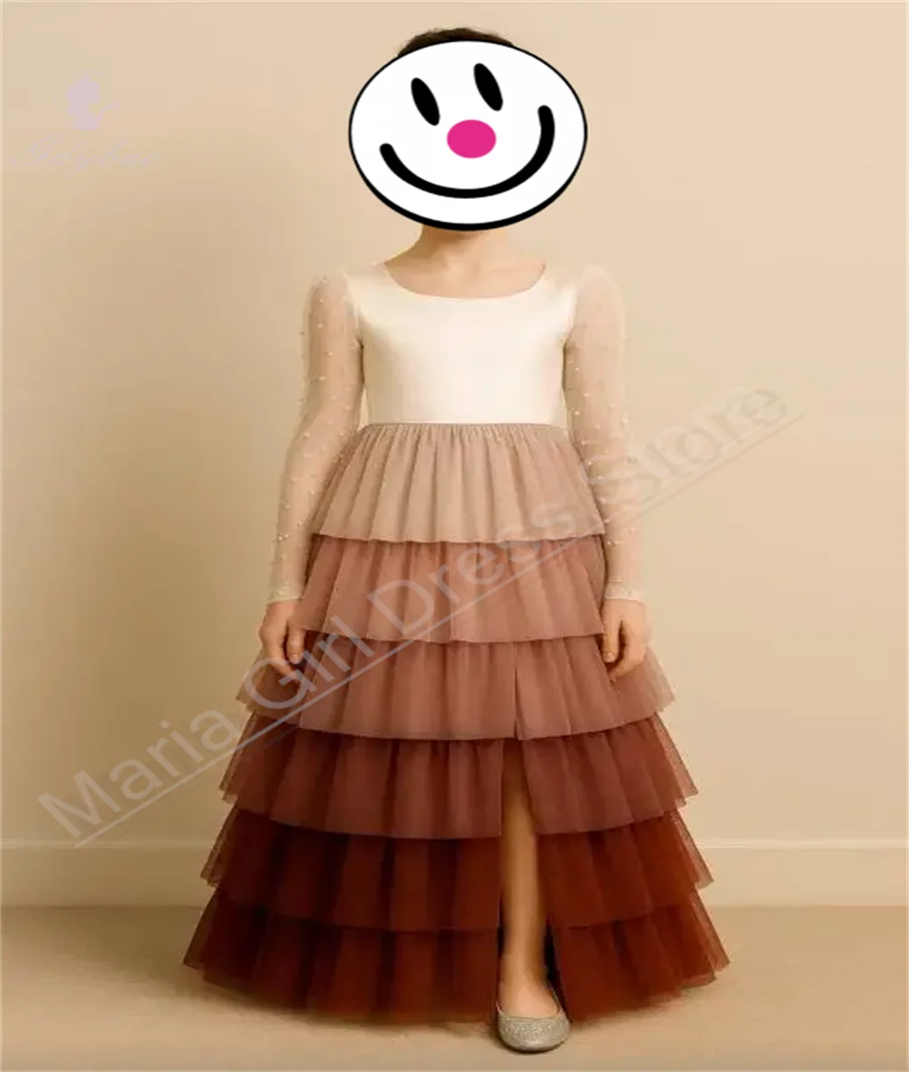 Elegant Party Dresses 2025 Mesh Layered First Communion Youth Wedding Banquet Photography Birthday Dress Customize