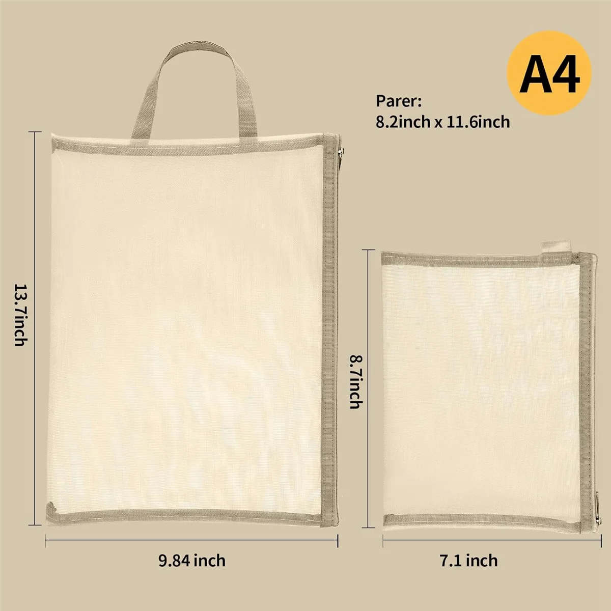 T69C 10 Pack Colored Double-Layer Mesh Zipper Pouch Bags, Building Block Sets Toy Storage & Organization 5Pcs A4+5Pcs A5