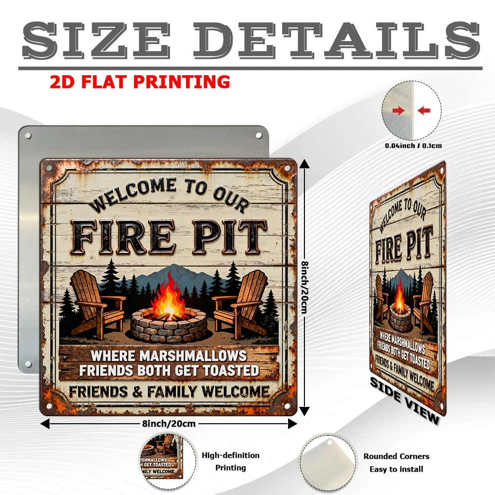 2D Plane, 1pc, Vintage Metal Aluminum Decorative Sign, Campfire Humor Slogan, Retro Wall Decor, Suitable for Porch, Patio