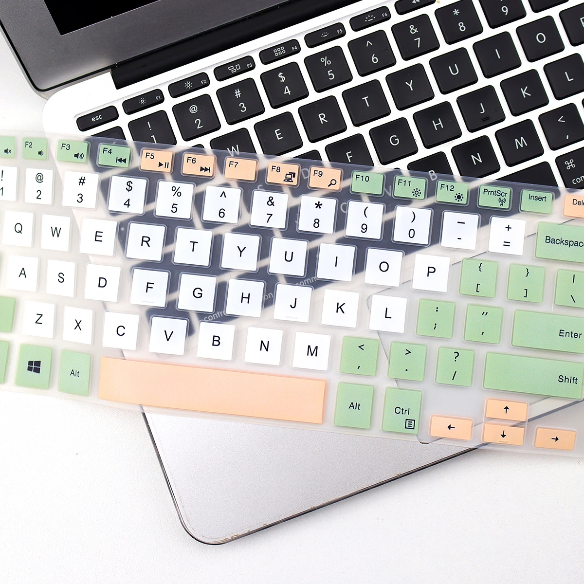 Spanish & English Matcha Green Keyboard Cover for Dell Inspiron 15 5000 7000 & G3 G5 G7 15, Perfect Precise Fit,Anti-slip