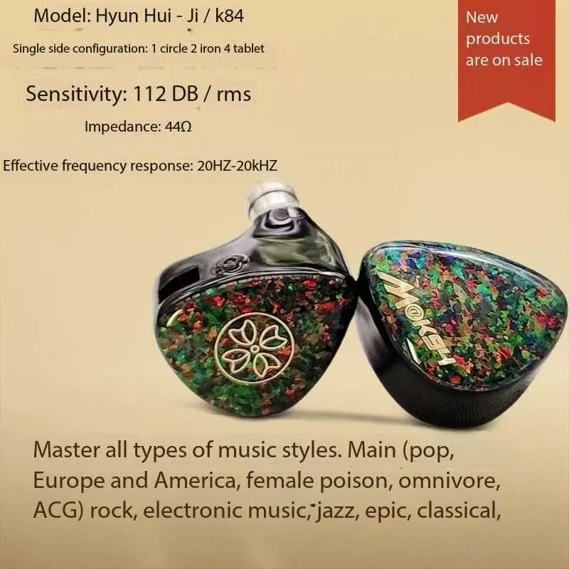 Beteran MAK94 Xuanhui 1DD + 2BA + 4 pilote hybride planaire Hifi musique basse écouteurs intra-auriculaires moniteur IEMS 4.4mm Audiophiles écouteurs