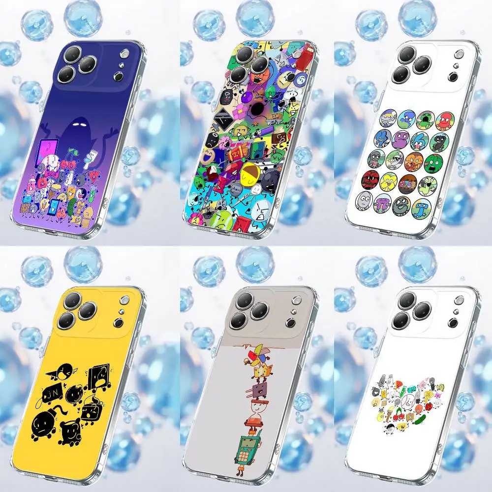 

BFDI B-Battle for Dream Island Phone Case For iPhone 17,16,15,14,13,12,11 Plus,Pro,Max,Plus,E,SE4,Air,Mini Transparent