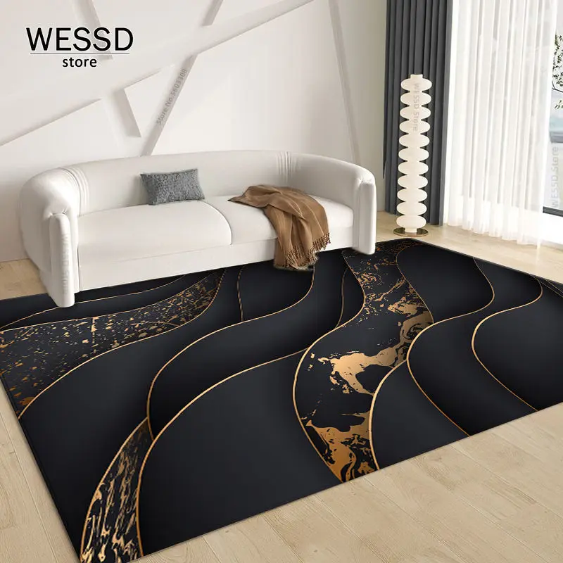 Modern Living Room Floor Carpet Coffee Table Rug Abstract Geometric Print Bed Foot Mat Soft Anti-slip Chair Couch Mat