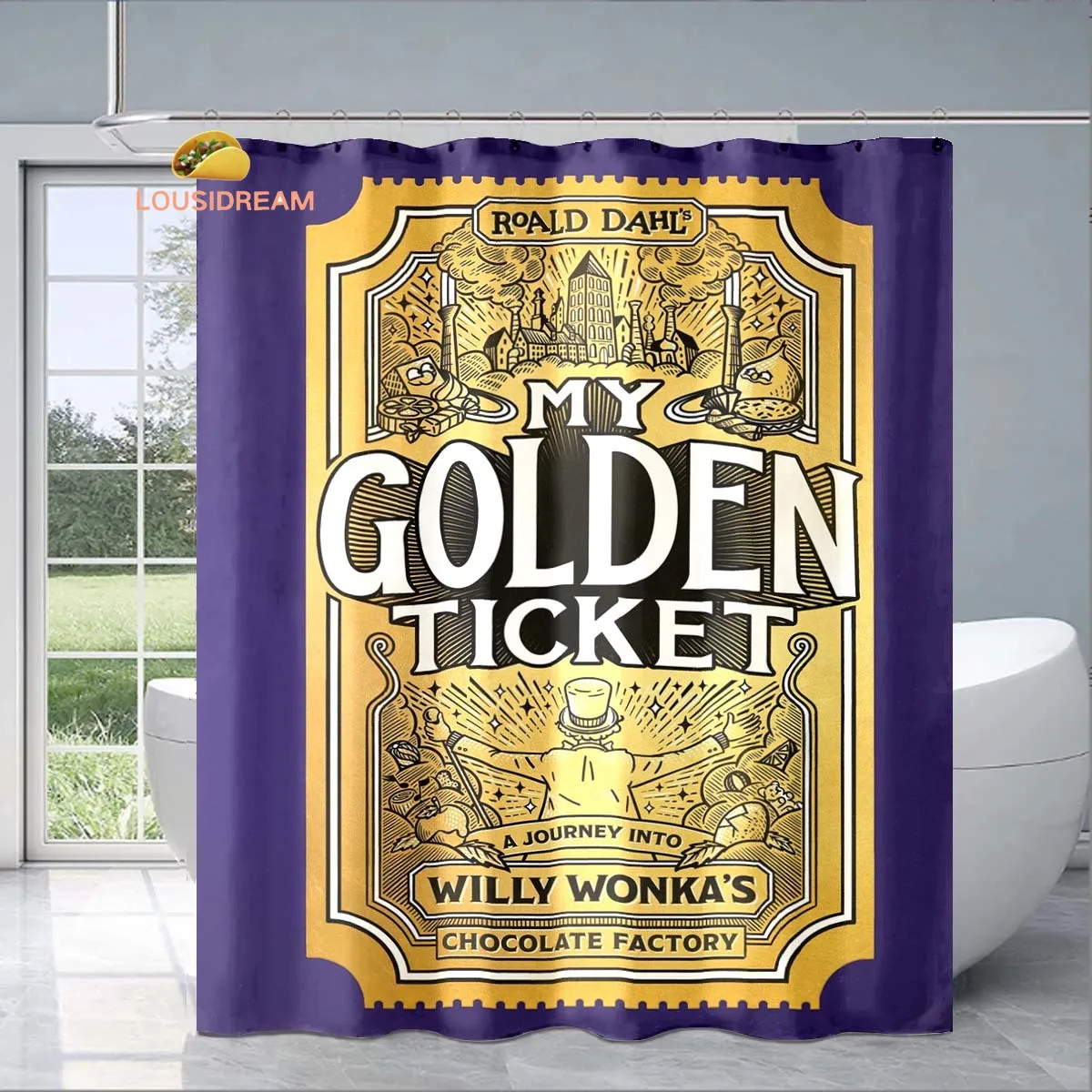 

Musical Wonka Exquisite Shower Curtain Fashionable Decorative Gift for Adult Children's Bathroom Waterproof and Mildew-proof