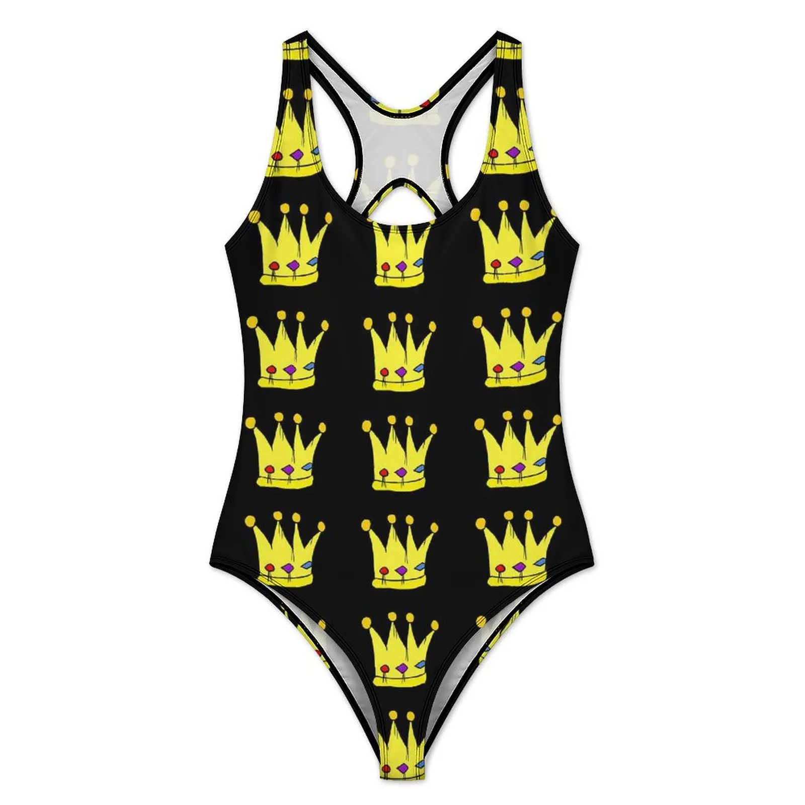 King And Queen Crown Swimsuit Sexy Retro One-Piece Swimwear Push Up Bodysuit Kawaii Sport Beach Outfits