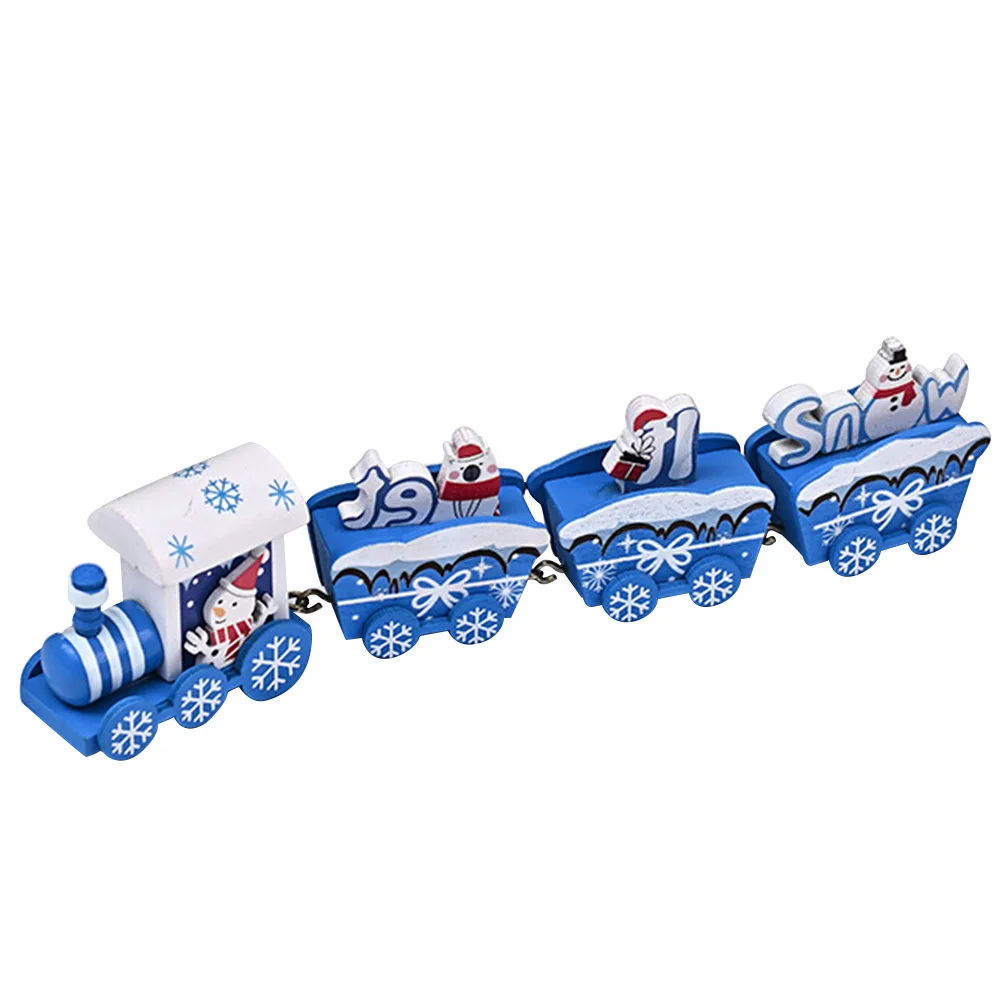 

1pc 1 Box Wooden Snowman Train Christmas Decor Kids Gift Xmas Train Set Wooden Christmas Decor Indoor Tabletop Ornament Party