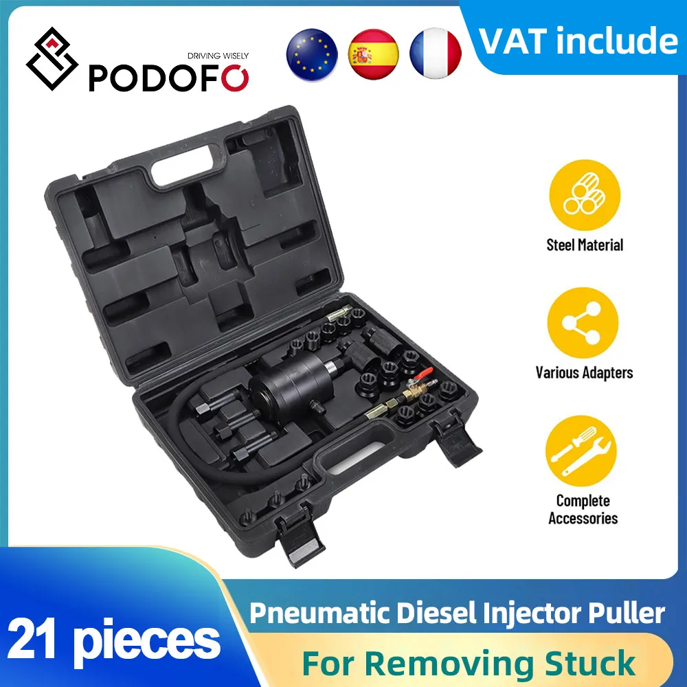 Podofo 21PCS Pneumatic Diesel Injector Puller for Removing Stuck Fuel Injectors in Diesel Engines Automotive Tools