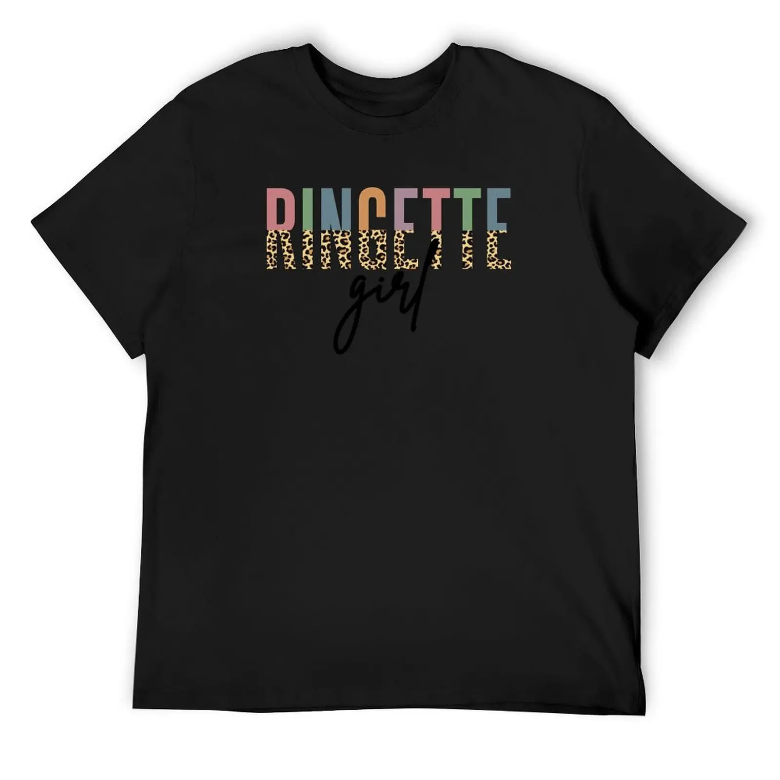 Ringette Girl colorful Cheetah print text For Ringette players Gift for Ringette lovers T-Shirt vintage anime shirt mens fashion