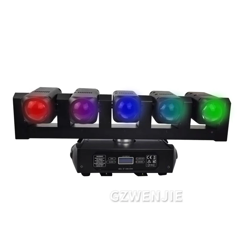 5x40W LED Beam Wash RGBW Moving Head Light Infinite Rotating DMX512 LED Running Stage Effect Lighting DJ Party Bar Wedding