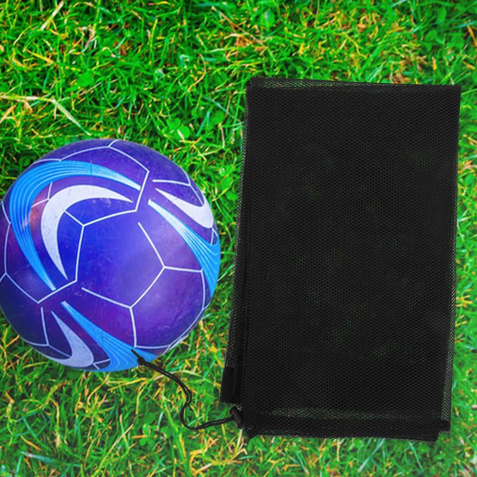 حقيبة شبكية كبيرة على شكل كرة سلة رياضية للتخزين برباط معدات شبكية من القماش لكرة القدم